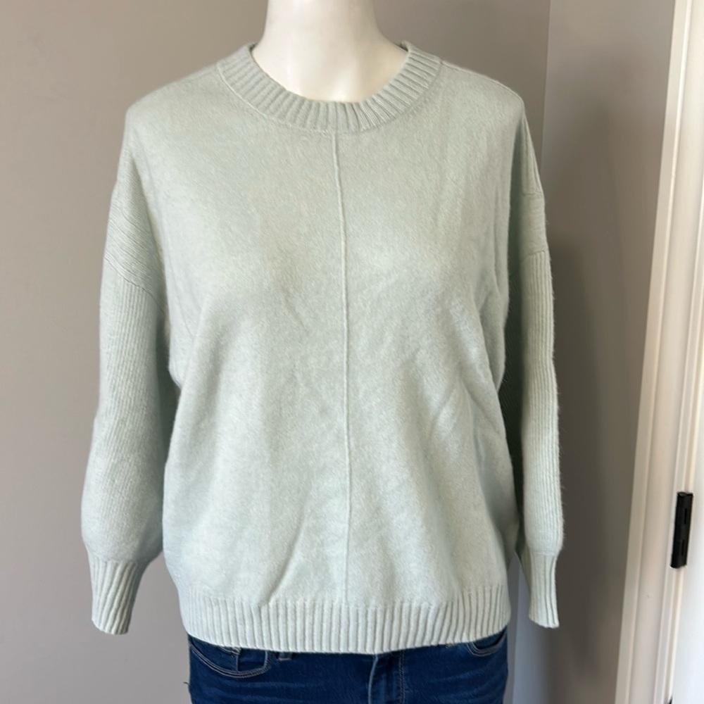 NAADAM Cashmere Crewneck Sweater Mint Green Ribbed Cuffs Sz S NEW
